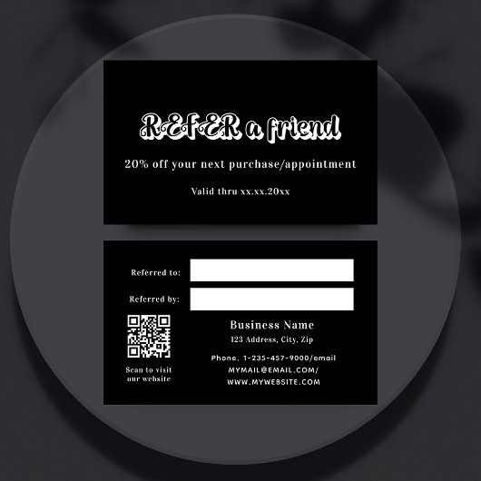 Schwarz-weiße Qr-Code-Visitenkarte Rabattkarte