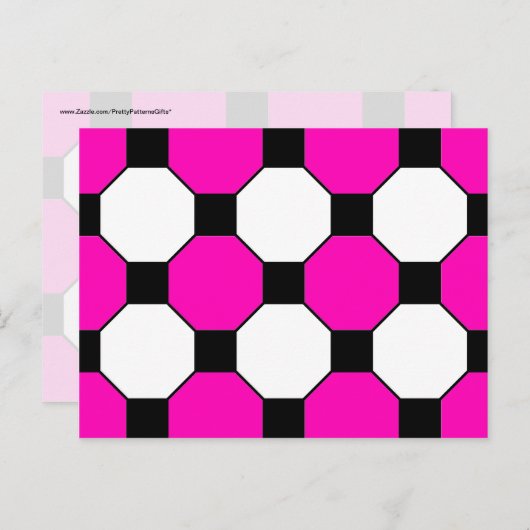 Schwarz-weiße Quadrate Hexagons-Muster Postkarte (Vorne/Hinten)