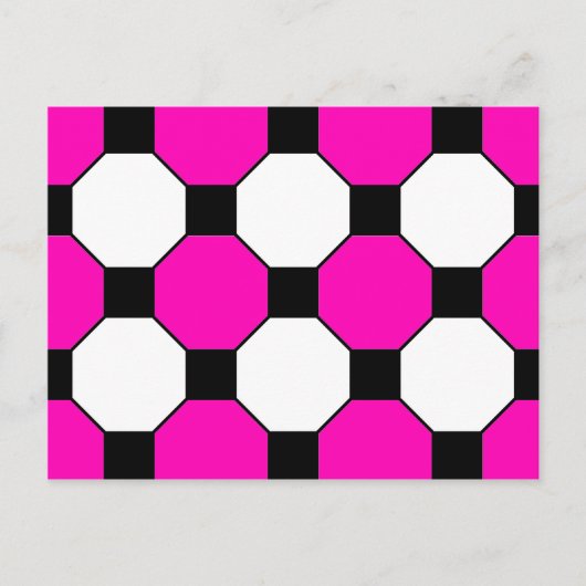 Schwarz-weiße Quadrate Hexagons-Muster Postkarte (Vorderseite)