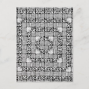 Schwarz-weiße Quadrate Streifen Muster Design Postkarte