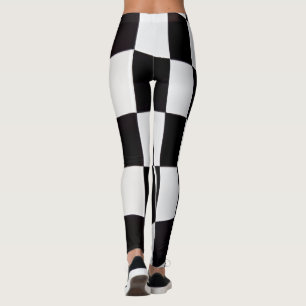 Schwarz-weiße Quadratmuster-Leggings – Klassiker Leggings