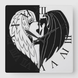 Schwarz-weiße Quadratwanduhr Quadratische Wanduhr