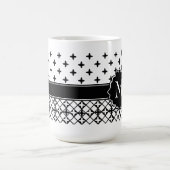 Schwarz-weiße Quatrefolie Mit Monogramm Kaffeetasse (Mittel)