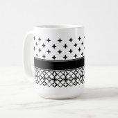 Schwarz-weiße Quatrefolie Mit Monogramm Kaffeetasse (Vorderseite Links)