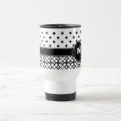 Schwarz-weiße Quatrefolie Mit Monogramm Reisebecher (Mittel)