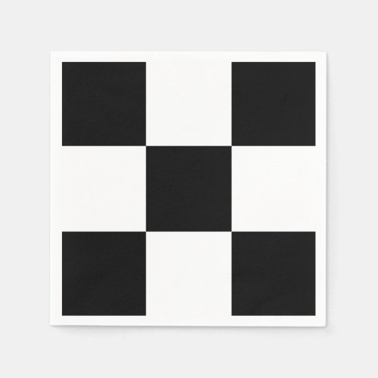 Schwarz-weiße Race-Checkerboard-Quadrate mit benut Serviette (Vorderseite)