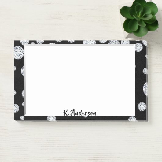 Schwarz-weiße Rahmen glamourös Monogramm Post-it Klebezettel (Büro)