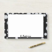 Schwarz-weiße Rahmen glamourös Monogramm Post-it Klebezettel (Auf Schreibtisch)