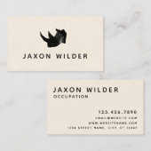 Schwarz-weiße Rauchwolke Rhino Minimal Rustikal Visitenkarte (Vorne/Hinten)