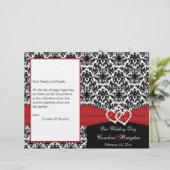 Schwarz-weiße Red Damask, Herz-Hochzeitsprogramm (Stehend Vorderseite)