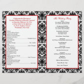 Schwarz-weiße Red Damask, Herz-Hochzeitsprogramm (Rückseite)