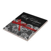 Schwarz-weiße Red Lace Keepake Gastgeschenk Hochze Fliese (Seite)