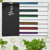 Schwarz-weiße Regenbogen-Klavier-Schlüssel-Musik Geschirrtuch (Gefaltet)