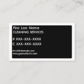 Schwarz-weiße Reinigungsdienstleistungen Visitenkarte (Rückseite)