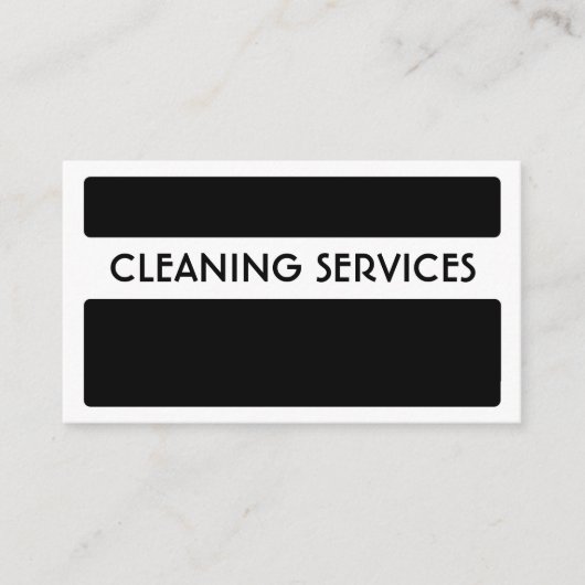 Schwarz-weiße Reinigungsdienstleistungen Visitenkarte (Vorderseite)
