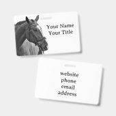 Schwarz-weiße Reitpferd-ID Ausweis (Vorder- & Rückseite)