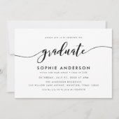 Schwarz-weiße Relax Script Graduate Graduate Party Einladung (Vorderseite)