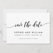 Schwarz-weiße Relax-Script-Save-the-Date-Karte Save The Date (Vorderseite)