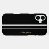 Schwarz-weiße Rennstreifen Chic Gold Mit Monogramm iPhone Hülle (Rückseite (Horizontal))