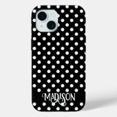 Schwarz-weiße Retro-Polka-Punkte Case-Mate iPhone Hülle (Rückseite)