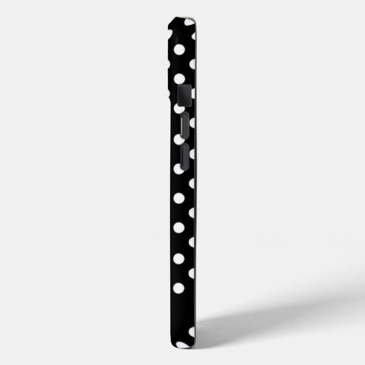 Schwarz-weiße Retro-Polka-Punkte Case-Mate iPhone Hülle (Rückseite / Links)