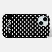 Schwarz-weiße Retro-Polka-Punkte Case-Mate iPhone Hülle (Rückseite (Horizontal))