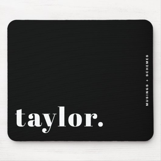 Schwarz-weiße Retro-Typografie personalisiert Mousepad (Vorne)