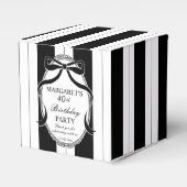 Schwarz-weiße Retrostreifen Geburtstagsfavoriten Geschenkschachtel (Vorderseite)
