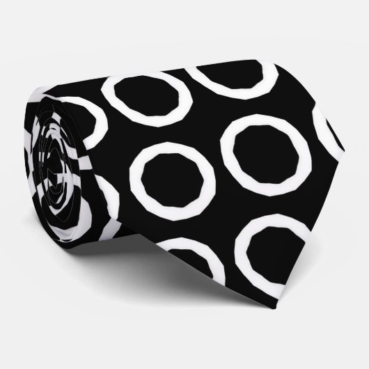 Schwarz-weiße Ringe - Krawatte (Gerollt)