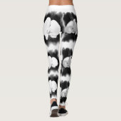Schwarz-weiße romantische Aquarell Orchideen Leggings (Rückseite)