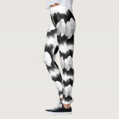 Schwarz-weiße romantische Aquarell Orchideen Leggings (Links)