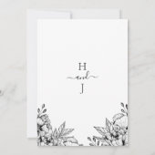 Schwarz-weiße romantische Hochzeit Einladung (Rückseite)