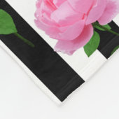 Schwarz-weiße Rosa Blume Streifen Linien Fleecedecke (Ecke)
