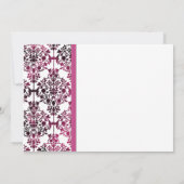 Schwarz-weiße Rosa Damaske Blumenzelleneinladung Einladung (Rückseite)