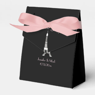 Schwarz-weiße rosa Franzose-Eiffel-Turm-Hochzeit Geschenkschachtel
