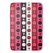 Schwarz-weiße rosa Kreissteine Streifen-Design Badematte (Vorderseite Vertikal)