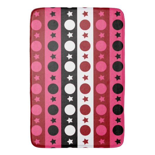 Schwarz-weiße rosa Kreissteine Streifen-Design Badematte (Vorderseite Vertikal)