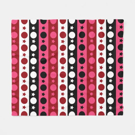 Schwarz-weiße rosa Kreissteine Streifen-Design Fleecedecke (Vorderseite (Horizontal))
