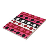 Schwarz-weiße rosa Kreissteine Streifen-Design Fliese (Seite)