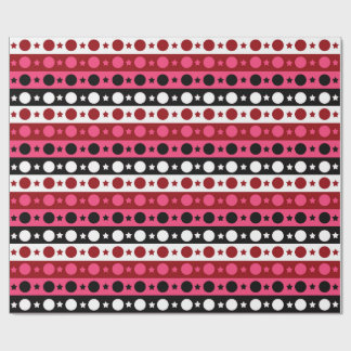 Schwarz-weiße rosa Kreissteine Streifen-Design Geschenkpapier