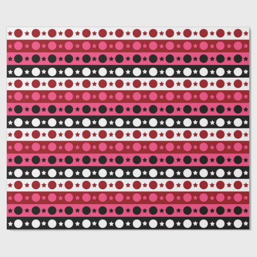 Schwarz-weiße rosa Kreissteine Streifen-Design Geschenkpapier (Flach)