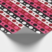 Schwarz-weiße rosa Kreissteine Streifen-Design Geschenkpapier (Ecke)