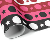 Schwarz-weiße rosa Kreissteine Streifen-Design Geschenkpapier (Rolleneckpunkt)