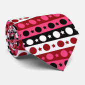 Schwarz-weiße rosa Kreissteine Streifen-Design Krawatte (Gerollt)