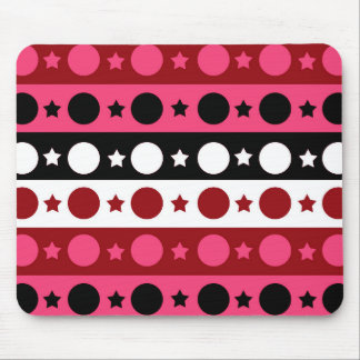 Schwarz-weiße rosa Kreissteine Streifen-Design Mousepad