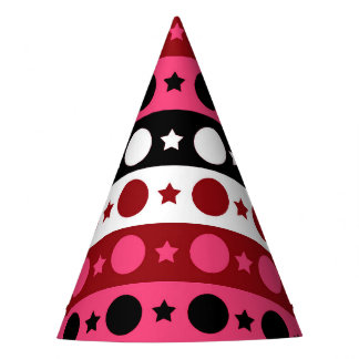 Schwarz-weiße rosa Kreissteine Streifen-Design Partyhütchen