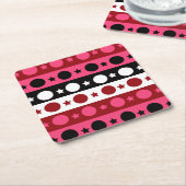Schwarz-weiße rosa Kreissteine Streifen-Design Rechteckiger Pappuntersetzer (angewinkelt)