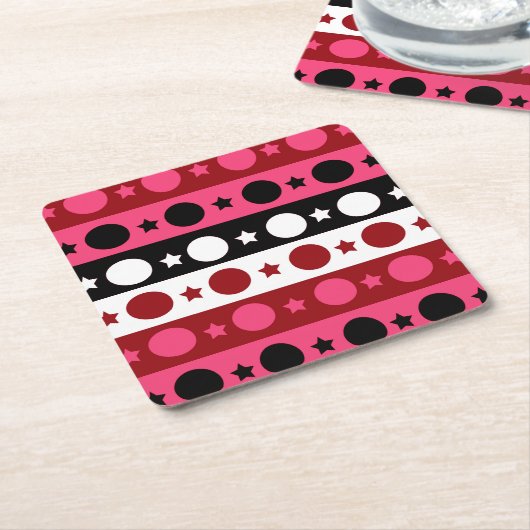Schwarz-weiße rosa Kreissteine Streifen-Design Rechteckiger Pappuntersetzer (angewinkelt)