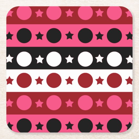 Schwarz-weiße rosa Kreissteine Streifen-Design Rechteckiger Pappuntersetzer (Vorderseite)