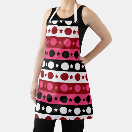 Schwarz-weiße rosa Kreissteine Streifen-Design Schürze (InSitu)